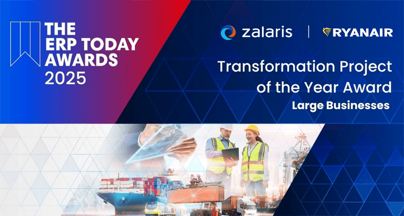 Zalaris & Ryanair win ERP Today Transformation Project of the Year award for Large Businesses